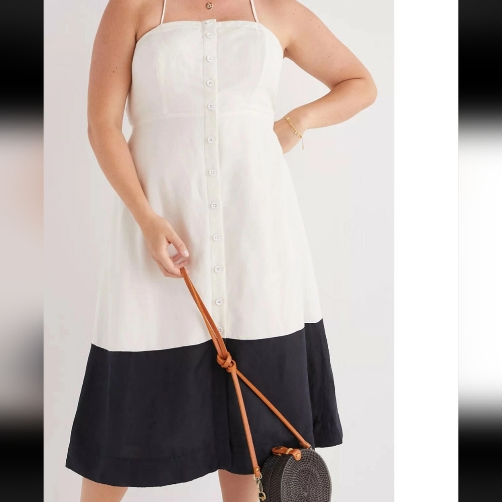 Maeve White and Black Colorblock Midi Dress - Picture 2 of 11